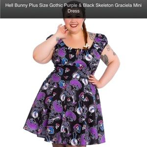 Hell Bunny Black and Purple Gothic Skeleton Graciela Mini Dress